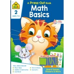 Outlet 🌟 School Zone Math Basics Grade 2 Press Out Workbook 🔔