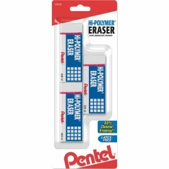 New 👍 Pentel Hi Polymer Large Block Eraser 3 Pk. ✨