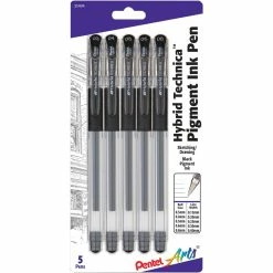 Outlet 🎉 Pentel Arts Hybrid Technica Gel Pen Assorted Tip Sizes 5 Pk. 😍