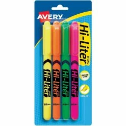 Buy 🥰 Avery Hi Liter Pen Style Highlighters Assorted Fluorescent Colors 4 Pk. ✔️