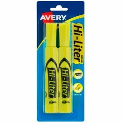 Wholesale 🎁 Avery HI-LITER Desk-Style Highlighters 24081 Yellow, 2 Pk. 👏