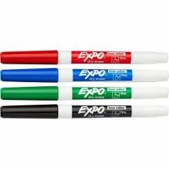 Budget ✨ Expo Low Odor Fine Point Assorted Color Dry Erase Markers 4 Pk. 💯