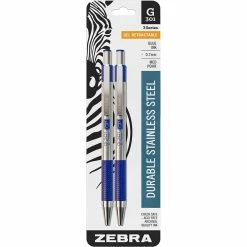 New 🤩 Zebra G301 Gel Retractable Pen 0.7mm Blue 2 Pk. ⭐
