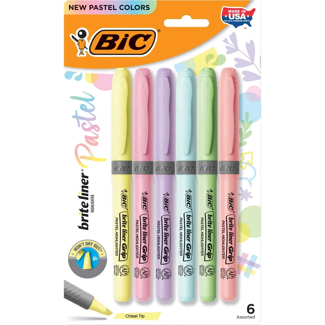 Promo ✨ BIC Brite Liner Grip Blister Pastel Assorted Pens 6 Pk. ???? 1 Promo ✨ BIC Brite Liner Grip Blister Pastel Assorted Pens 6 Pk. ????