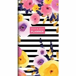 Budget 🔥 TF Publishing 2023-2024 Striped Floral 2-Year Small Monthly Pocket Planner 👏