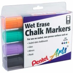 Coupon 🧨 Pentel Arts Wet Erase Chalk Marker 4 Pc. Set With Jumbo Tip And Plastic Box 🌟