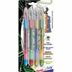 Cheap 🔔 Pentel Arts Krazy Pop Iridescent Gel Pen, 1 Mm Bold Line, Assorted Ink, 4 Pk. ✔️