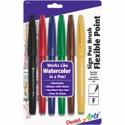 Cheap ❤️ Pentel Arts Brush Tip Sign Pen, Assorted Colors, 6 Pk. 😉