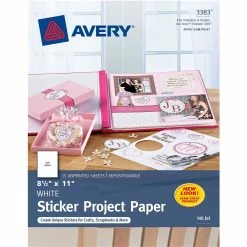 Flash Sale 💯 Avery Sticker 8.5 X 11 In., White Project Paper 15 Sheets ✔️